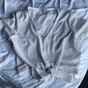 White polka dot blouse